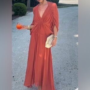 ZARA burnt orange viscose dress